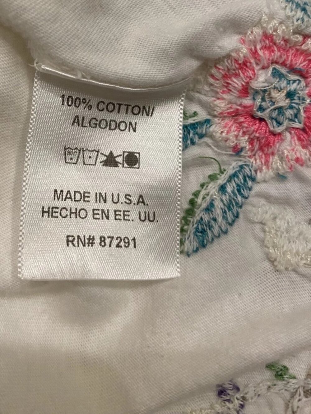 Johnny Was JW Los Angeles White Embroidered Floral Short Sleeve Top S Small - Picture 15 of 15
